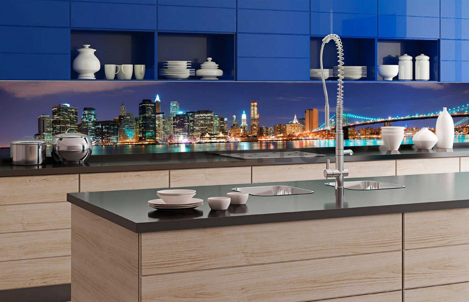 Fototapet autoadeziv lavabil pentru bucătărie - Manhattan, 350x60 cm