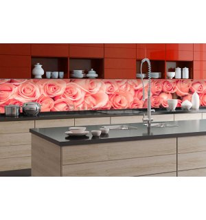 Tapet autoadeziv lavabil pentru bucătărie - Trandafiri roz, 350x60 cm