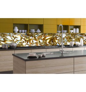 Tapet autoadeziv lavabil pentru bucătărie - Cristale de aur, 350x60 cm