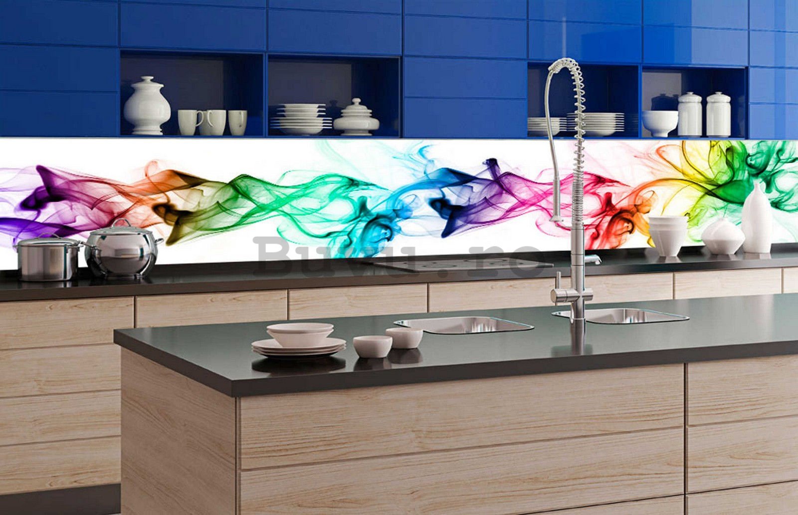 Tapet autoadeziv lavabil pentru bucătărie - Fum colorat (1), 350x60 cm
