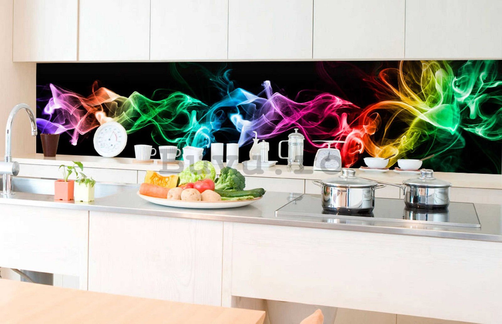 Tapet autoadeziv lavabil pentru bucătărie - Fum colorat (2), 350x60 cm