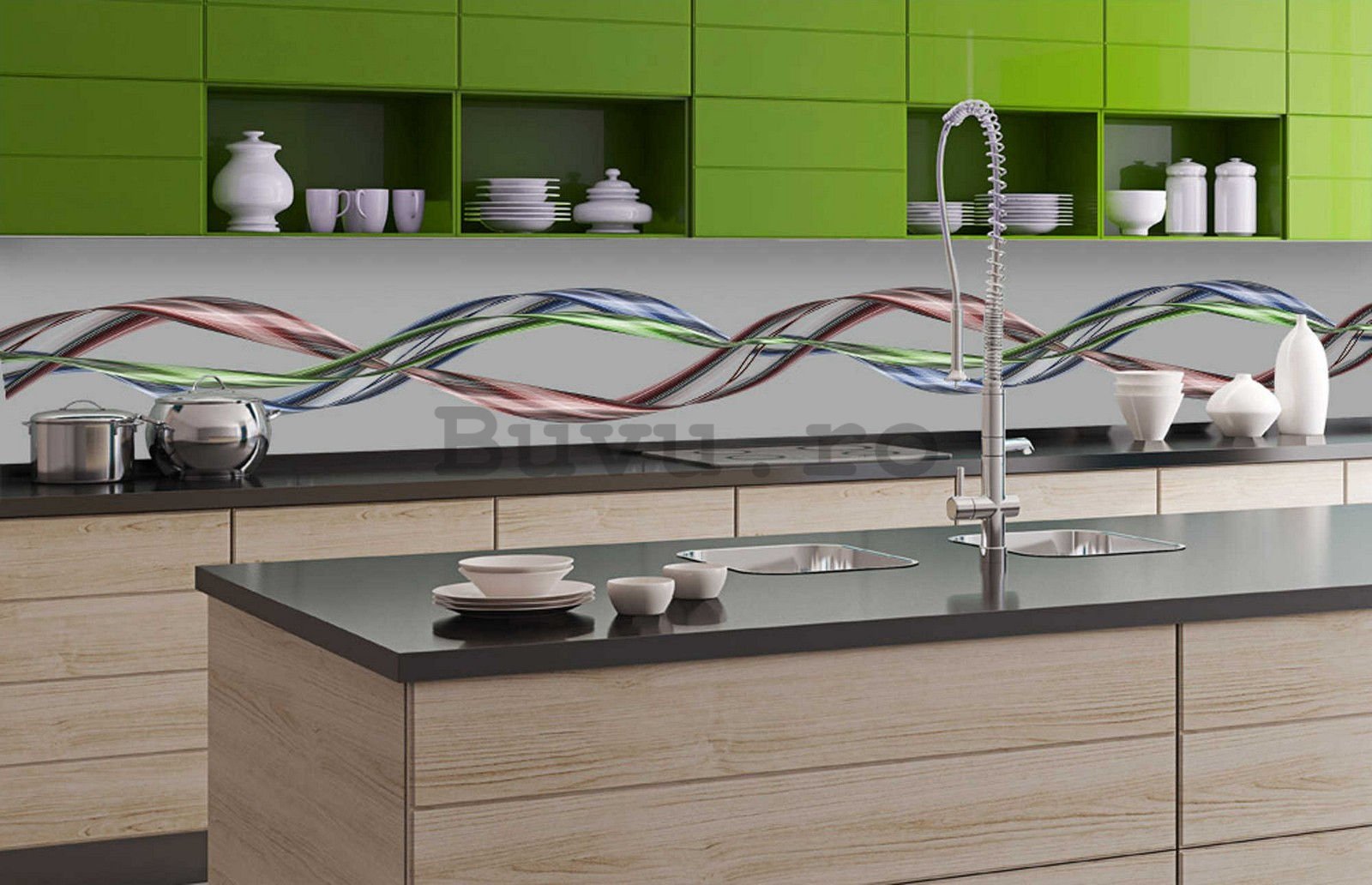 Tapet autoadeziv lavabil pentru bucătărie - Ondulări strălucitoare, 350x60 cm