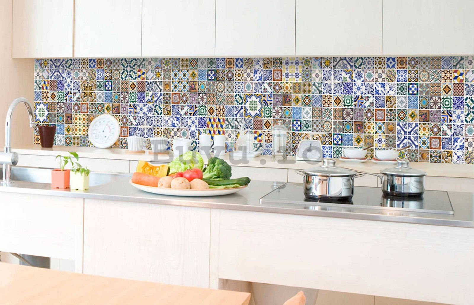 Tapet autoadeziv lavabil pentru bucătărie - Gresie portugheză, 350x60 cm