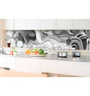 Tapet autoadeziv lavabil pentru bucătărie - Căptușeală de argint lichid, 350x60 cm