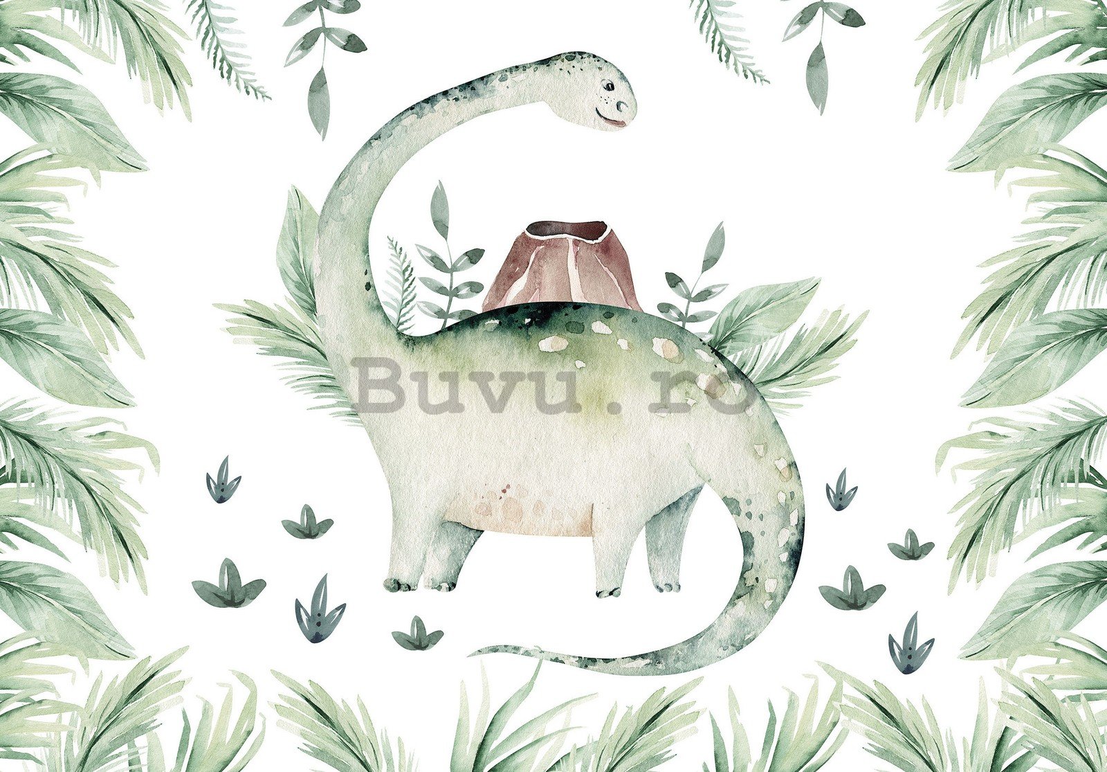 Fototapet vlies: Dinozaur în ferigi - 254x184 cm