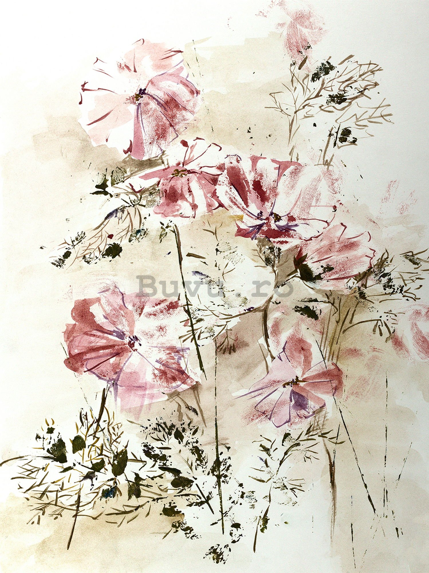 Fototapet vlies: Vopsire cu flori (1) - 184x254 cm