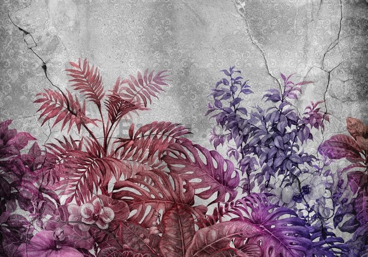 Fototapet vlies: Frunze colorate pe perete - 460x300 cm