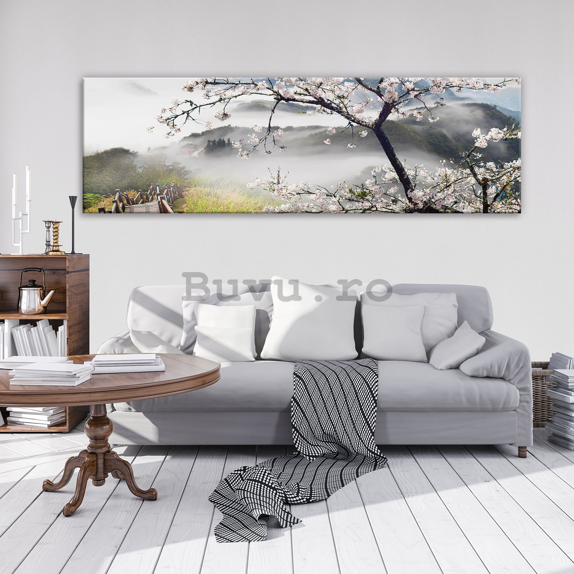 Tablou canvas: Ciresul de deasupra scarilor - 145x45 cm
