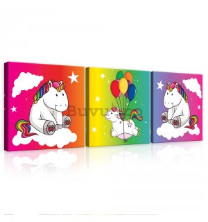 Tablou canvas: Unicorni colorați - set 3 buc 25x25cm