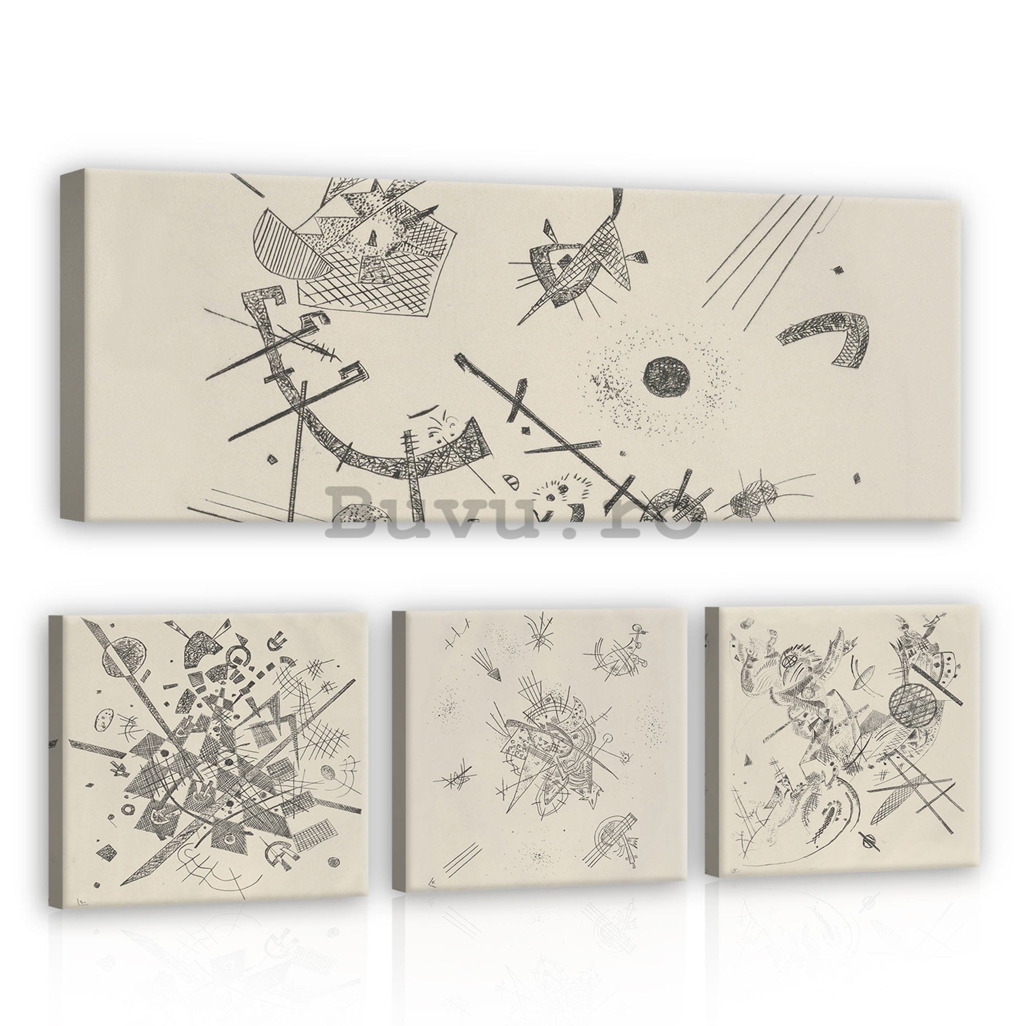 Tablou canvas: Vasili Kandinski (2) - set 1 buc 80x30 cm și 3 buc 25,8x24,8 cm