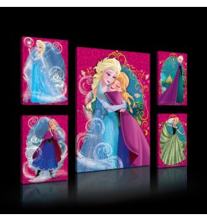 Tablou canvas: Frozen - set 1 buc 50x70 cm și 4 buc 32,4x22,8 cm