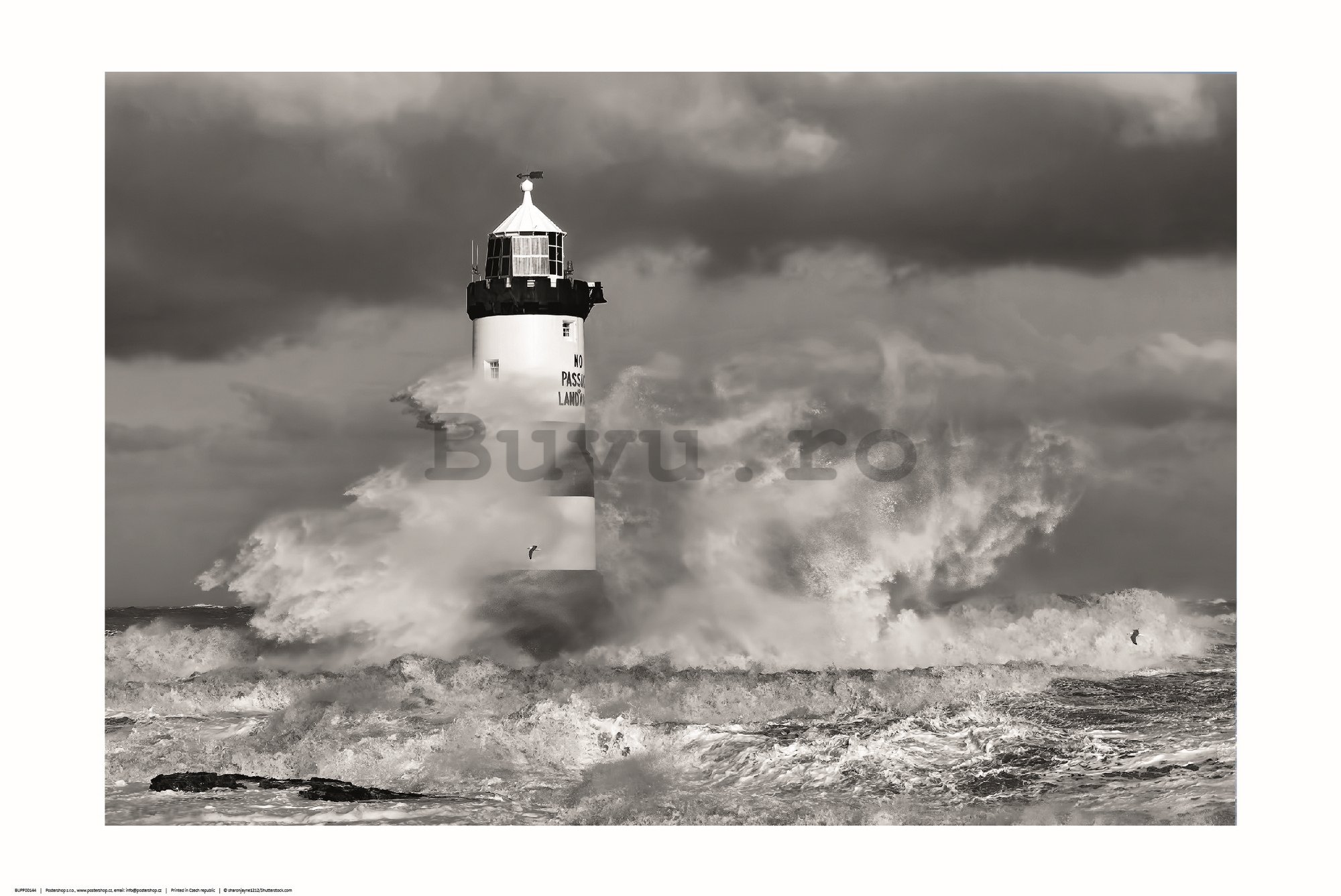 Poster: Penmon Point Lighthouse (alb-negru)