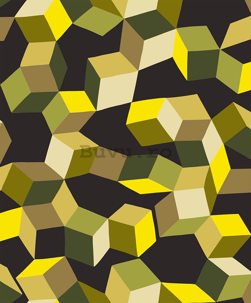 Tapete de vinil Modele geometrice 3D galben-negru