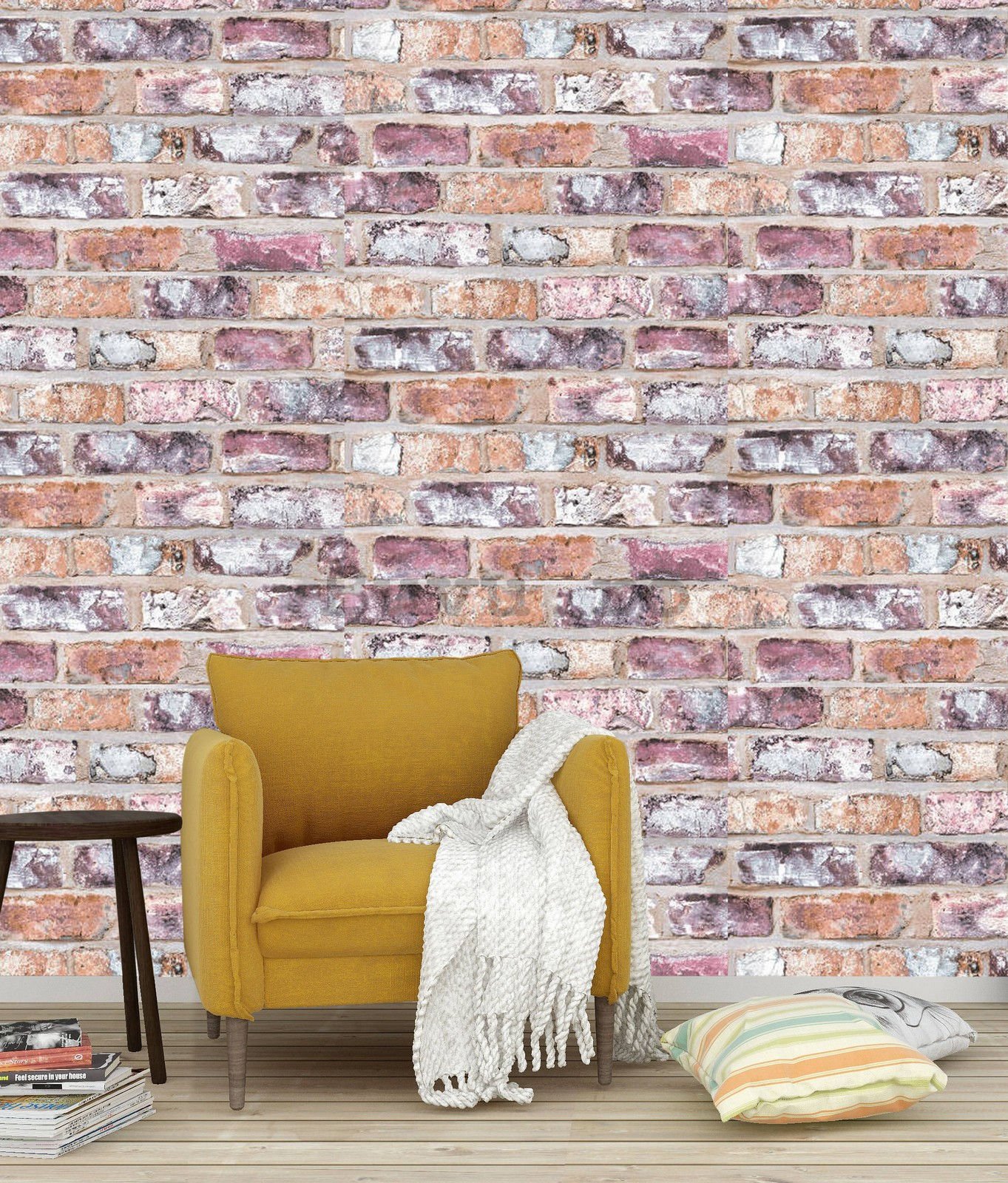 Tapete de vinil perete de cărămidă - amestec de culori (1)