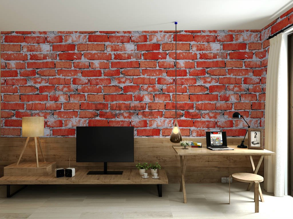 Tapete de vinil zid de cărămidă roșie