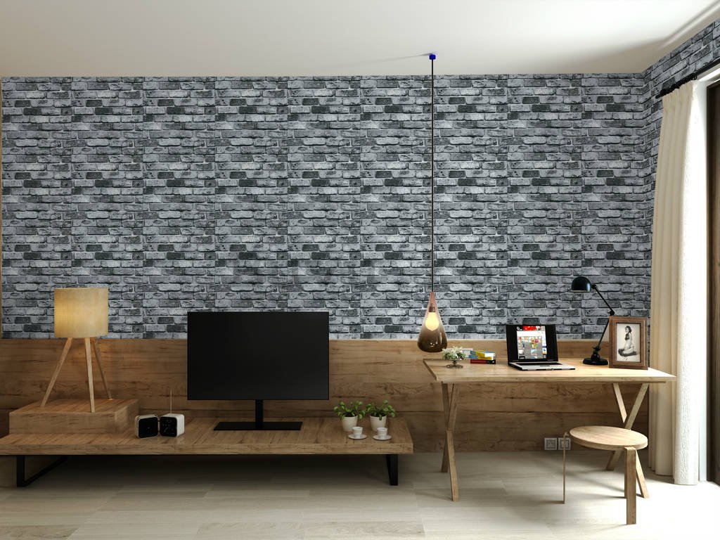 Tapete de vinil pereți de cărămidă nuanțe de gri