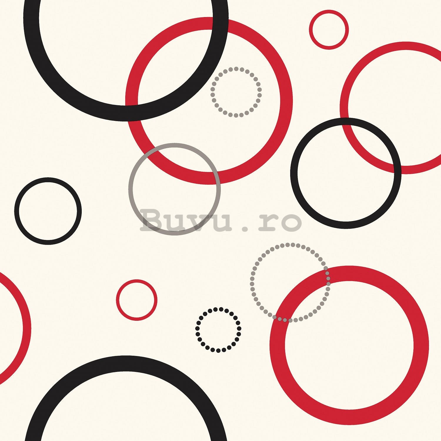 Tapete de vinil cercuri roșii-negre mari