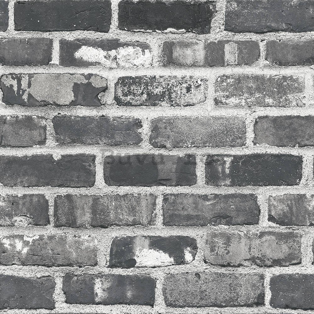 Tapete de vinil zid de cărămidă gri-negru (3)
