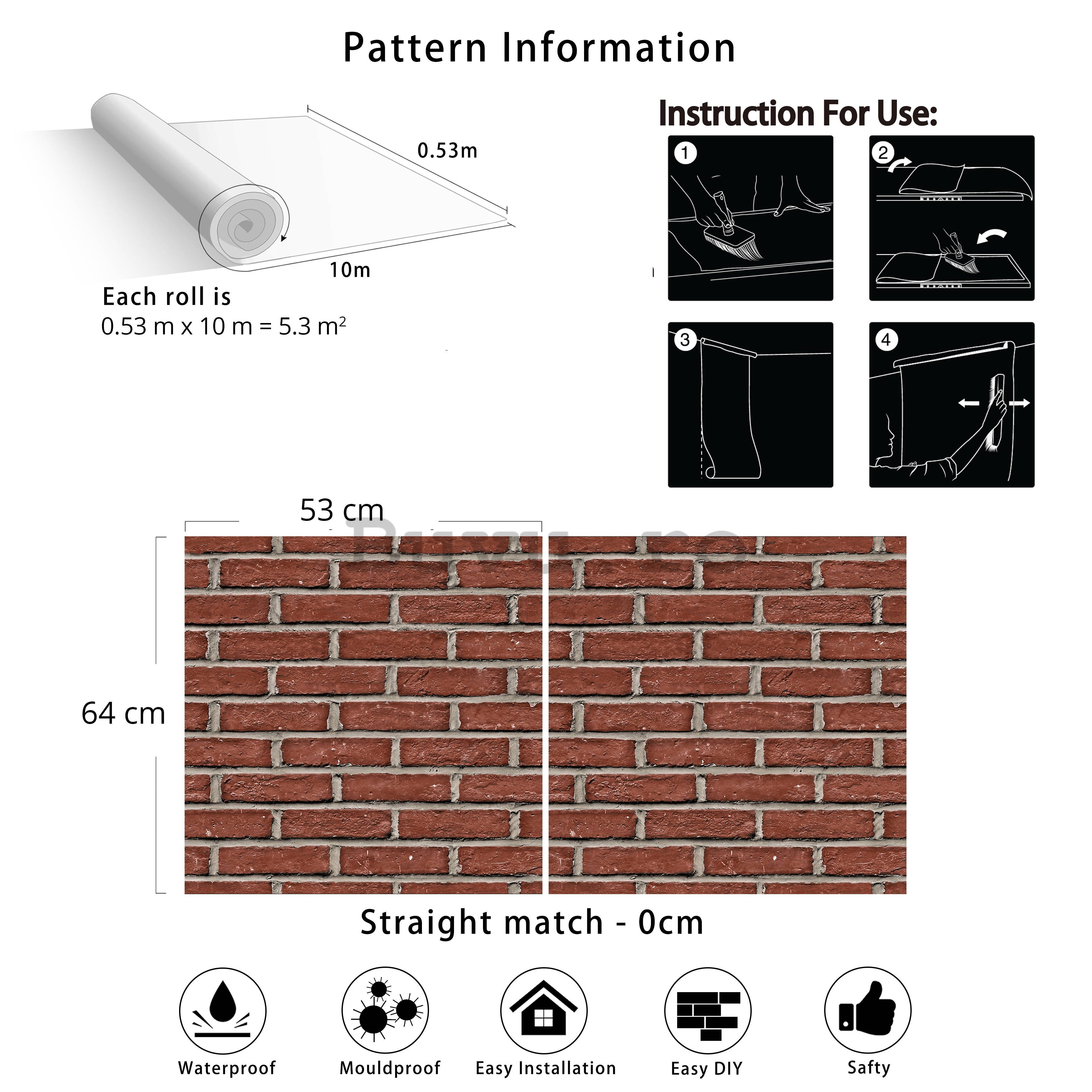 Tapete de vinil zid de cărămidă roșie (1)