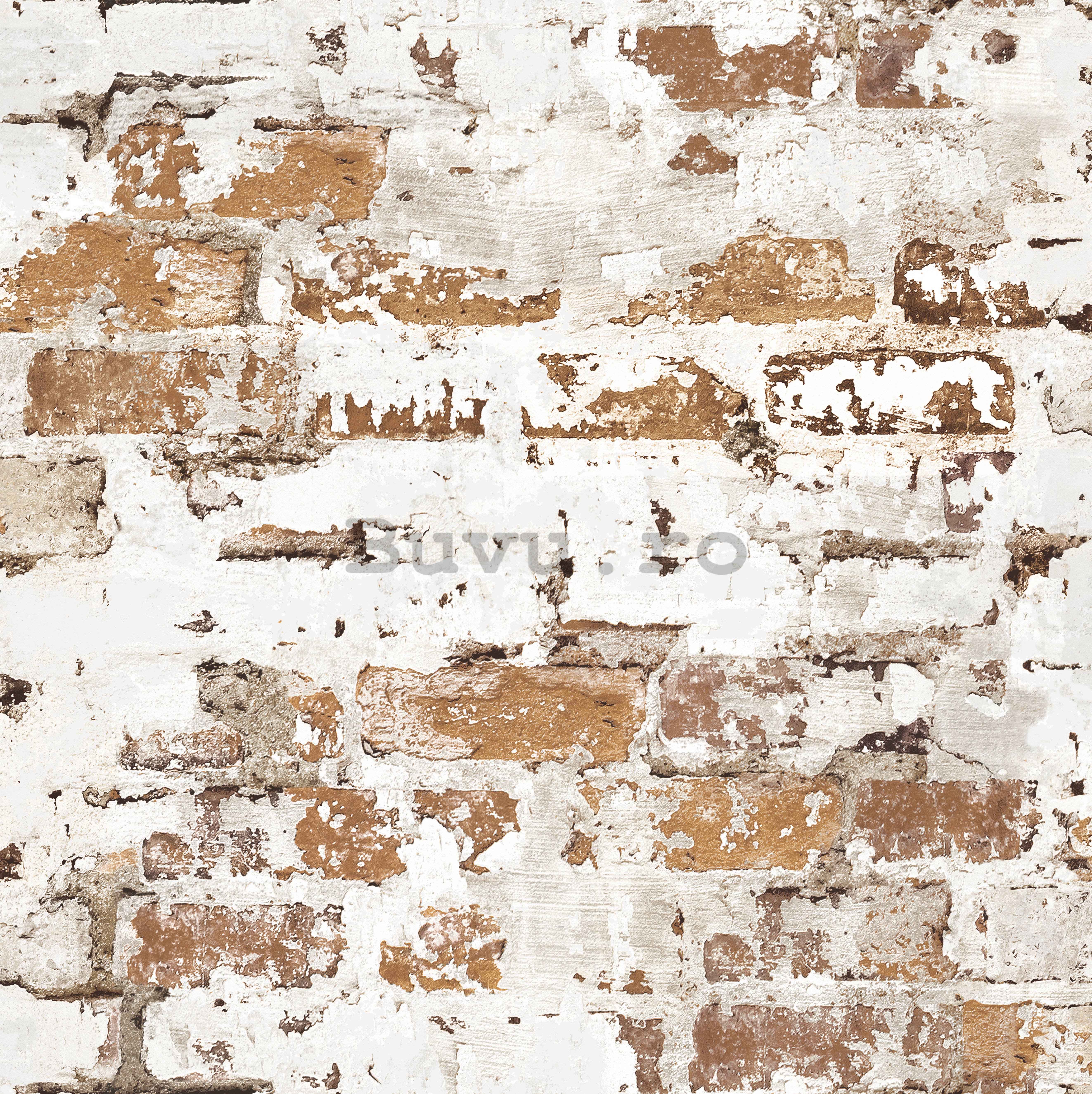 Tapete de vinil zid de cărămidă maro cu pictură albă
