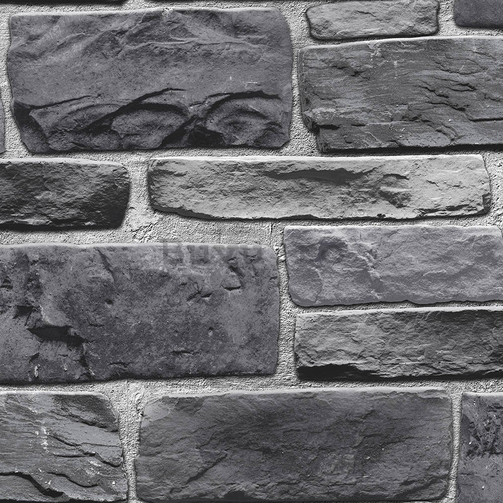 Tapete de vinil zid de piatră gri închis (1)