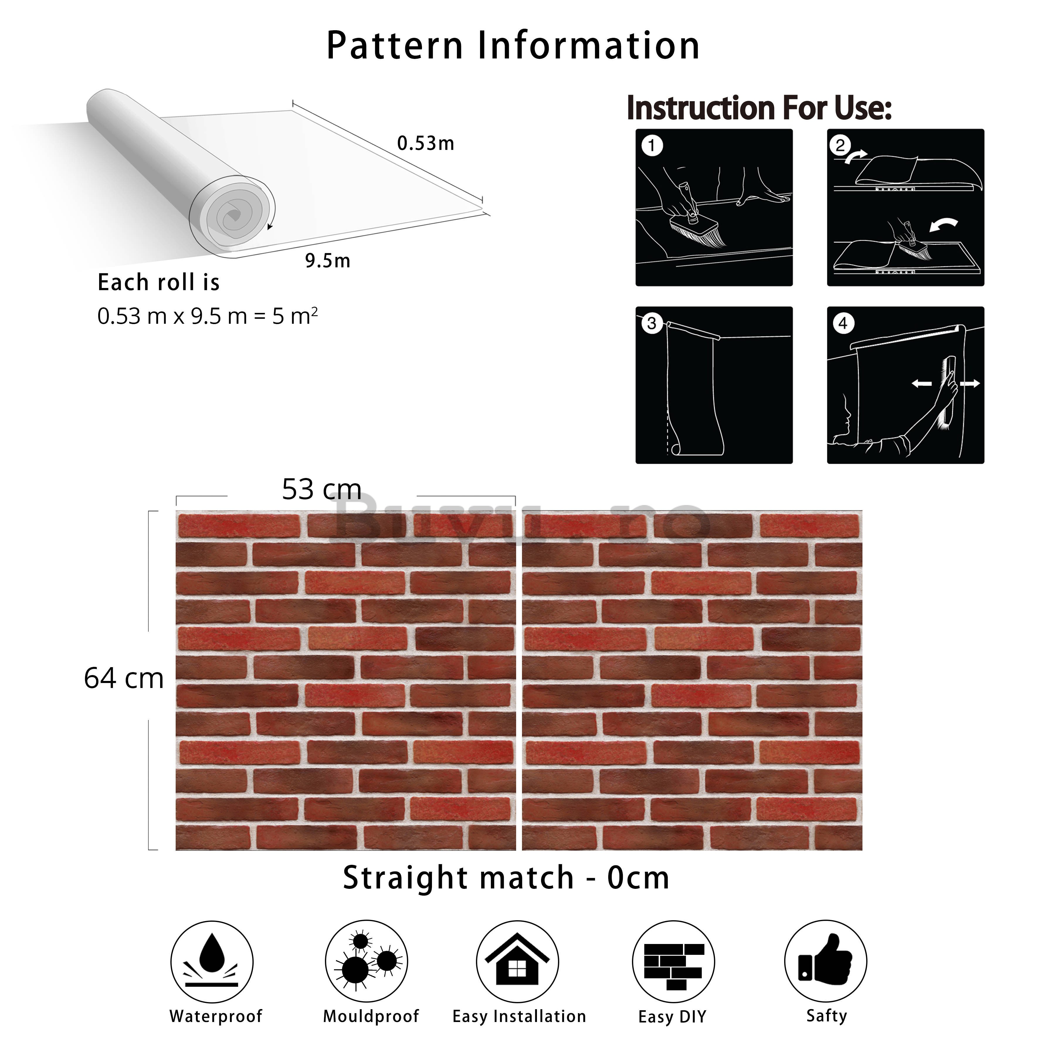 Tapete de vinil zid de cărămidă roșie (2)