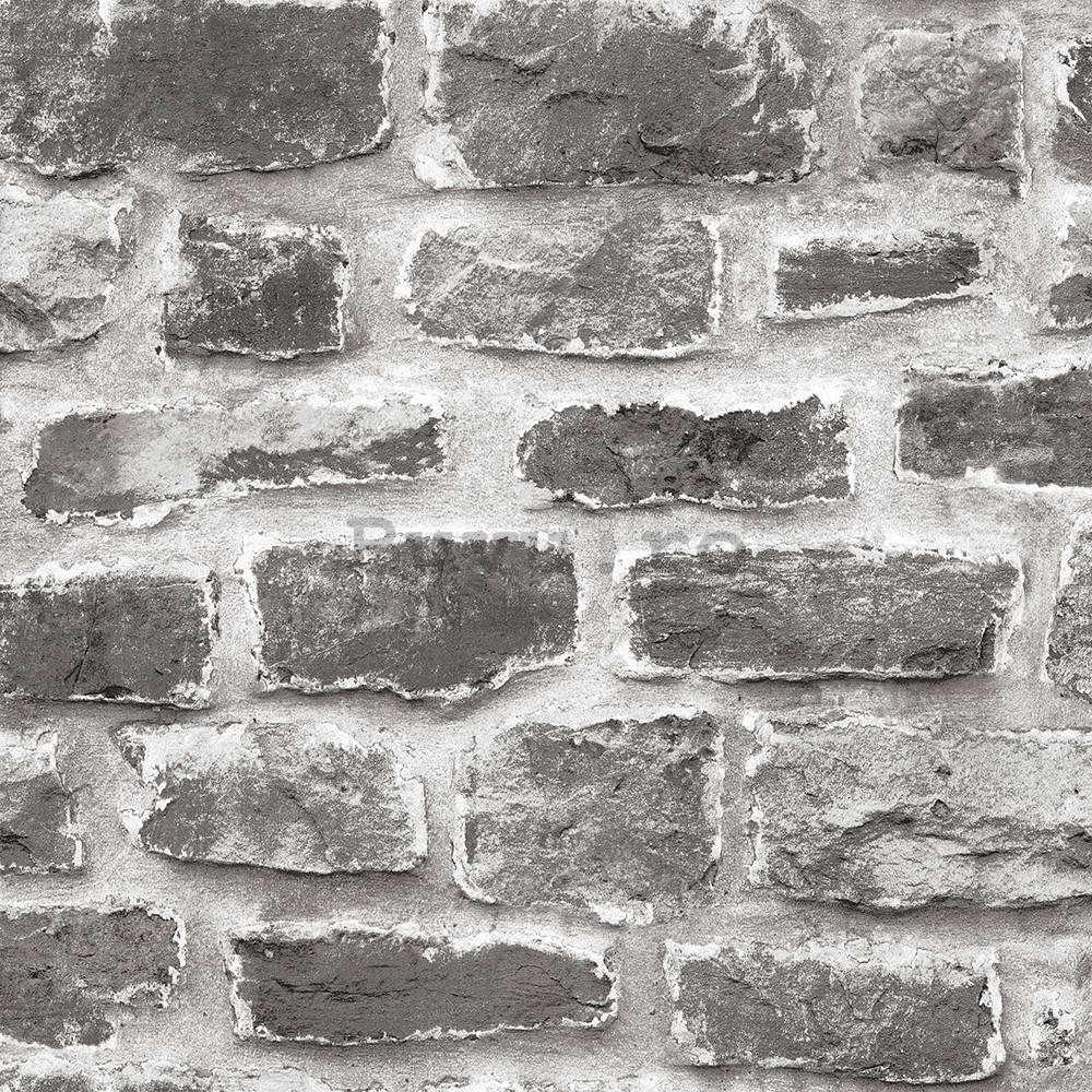 Tapete de vinil zid de piatră gri închis (2)