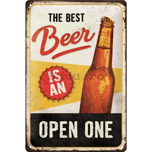 Placă metalică: The Best Beer is an Open One - 20x30 cm