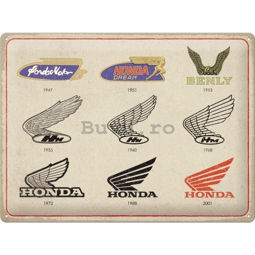 Placă metalică: Honda (Logo Evolution) - 40x30 cm