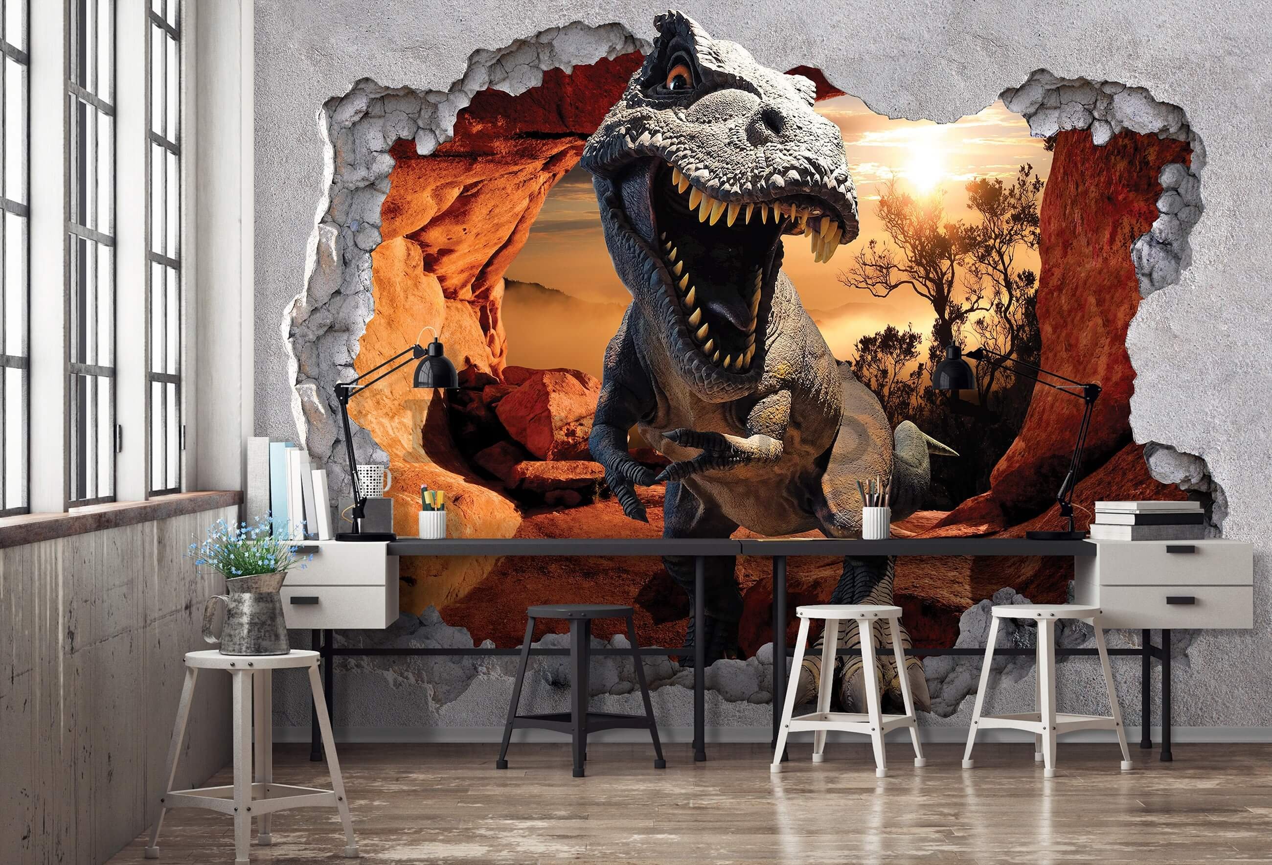 Fototapet vlies: Dinozaur de pe perete - 254x184 cm