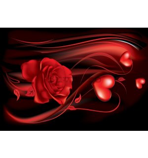 Fototapet: Inimă roșie și trandafir - 254x184 cm