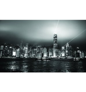 Fototapet vlies: Hong Kong (alb-negru) - 312x219cm