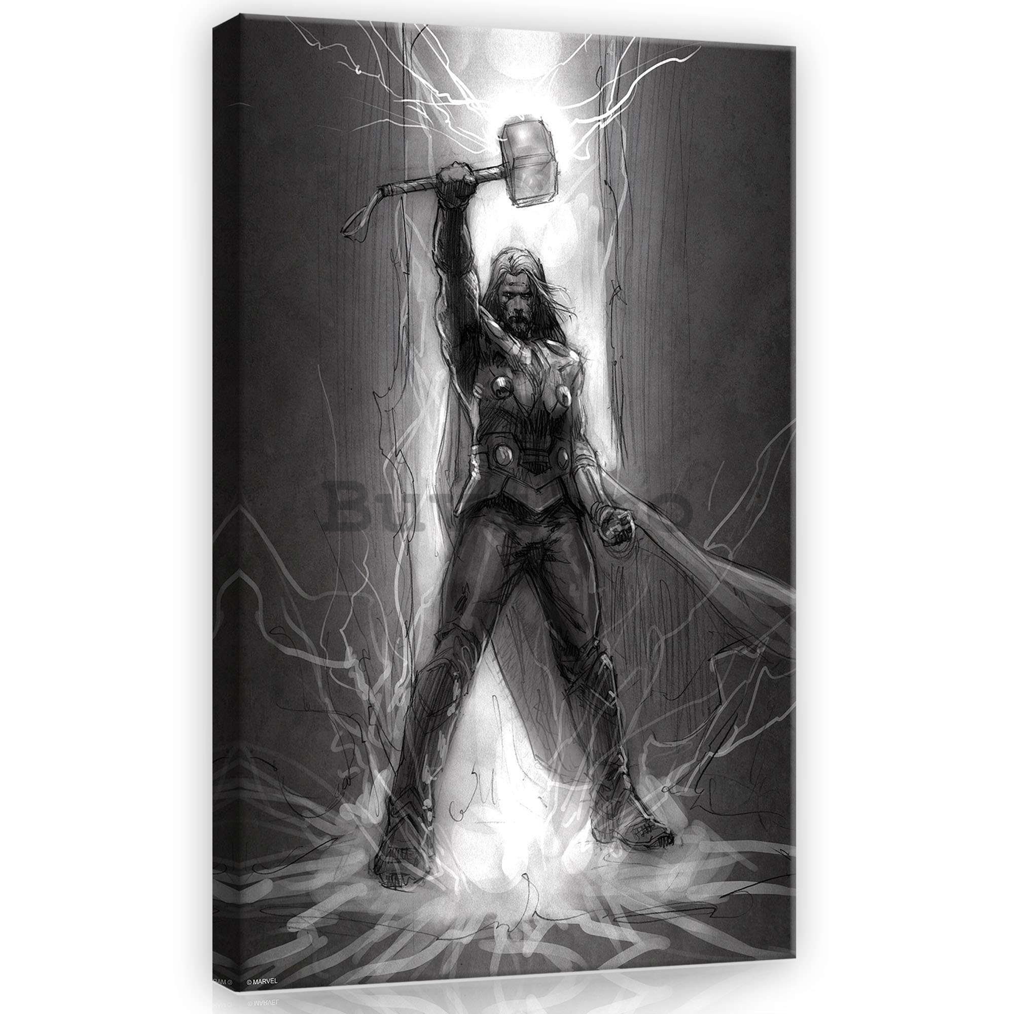 Tablou canvas: Thor (alb-negru) - 60x40 cm