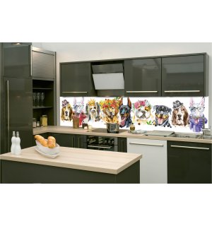 Tapet autoadeziv lavabil pentru bucătărie - Portrete de câini, 260x60 cm