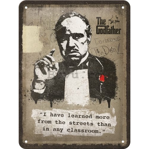Placă metalică: The Godfather (Learn from the streets) - 20x15 cm