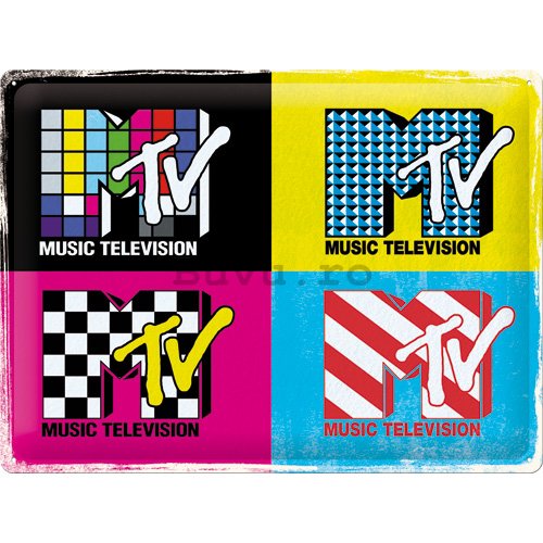 Placă metalică: MTV Logo Pop Art - 40x30 cm