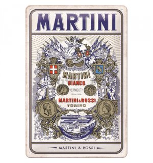 Placă metalică: Martini Bianco Vermouth Label - 20x30 cm