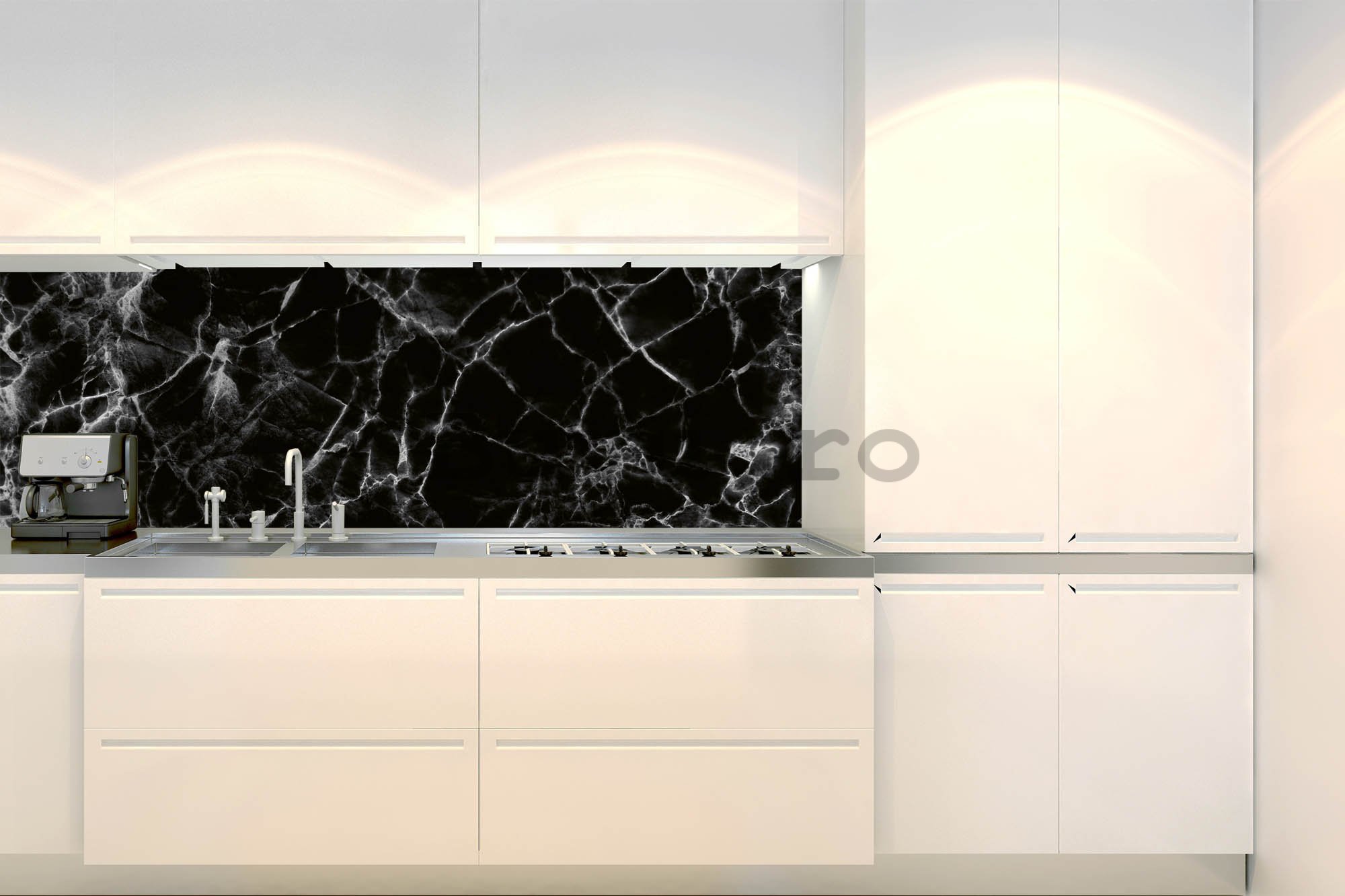 Tapet autoadeziv lavabil pentru bucătărie - Marmură neagră (2), 180x60 cm