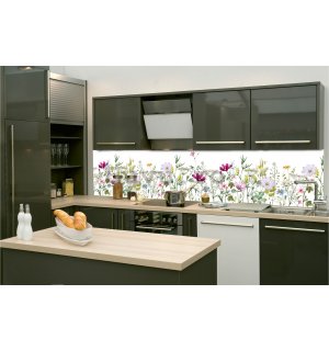 Tapet autoadeziv lavabil pentru bucătărie - Model floral, 260x60 cm
