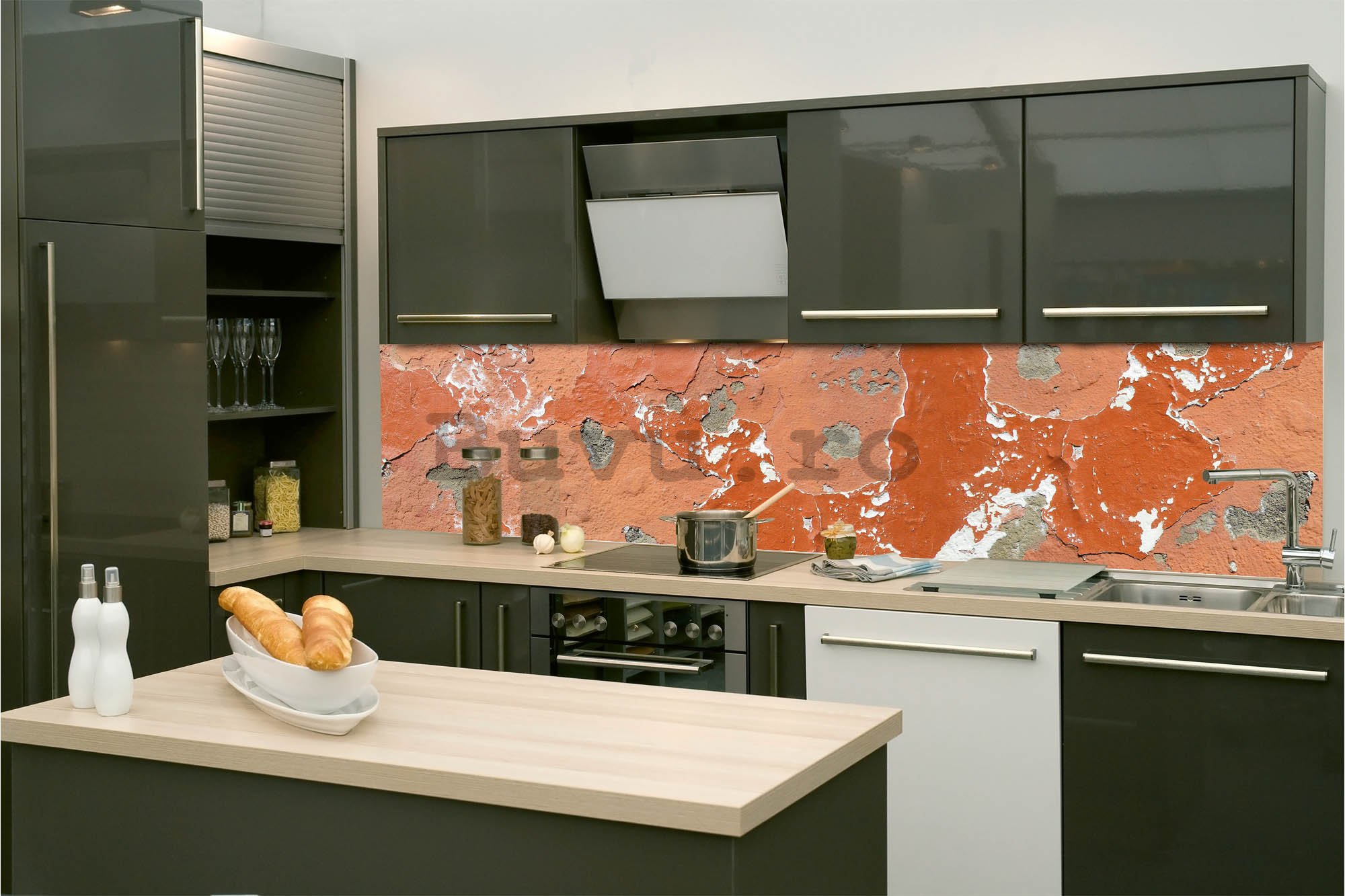Tapet autoadeziv lavabil pentru bucătărie -Textura degradată, 260x60 cm