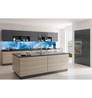Tapet autoadeziv lavabil pentru bucătărie - Marmură albastră, 350x60 cm