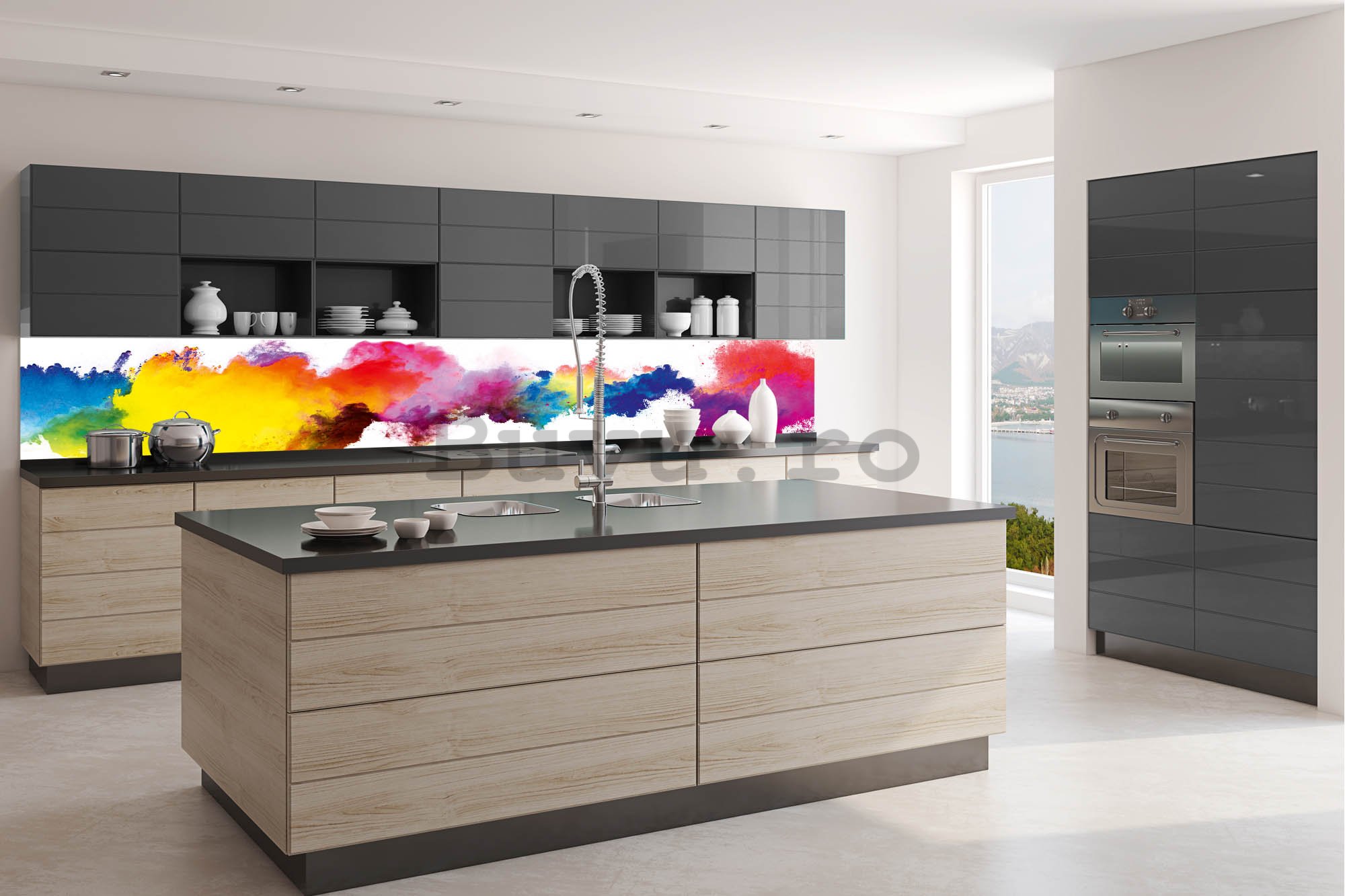 Tapet autoadeziv lavabil pentru bucătărie - Explozie de culori, 350x60 cm