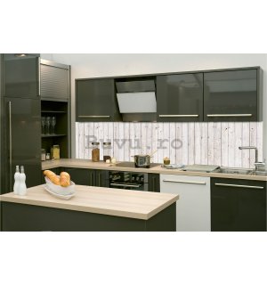 Tapet autoadeziv lavabil pentru bucătărie - Perete alb din lemn, 260x60 cm