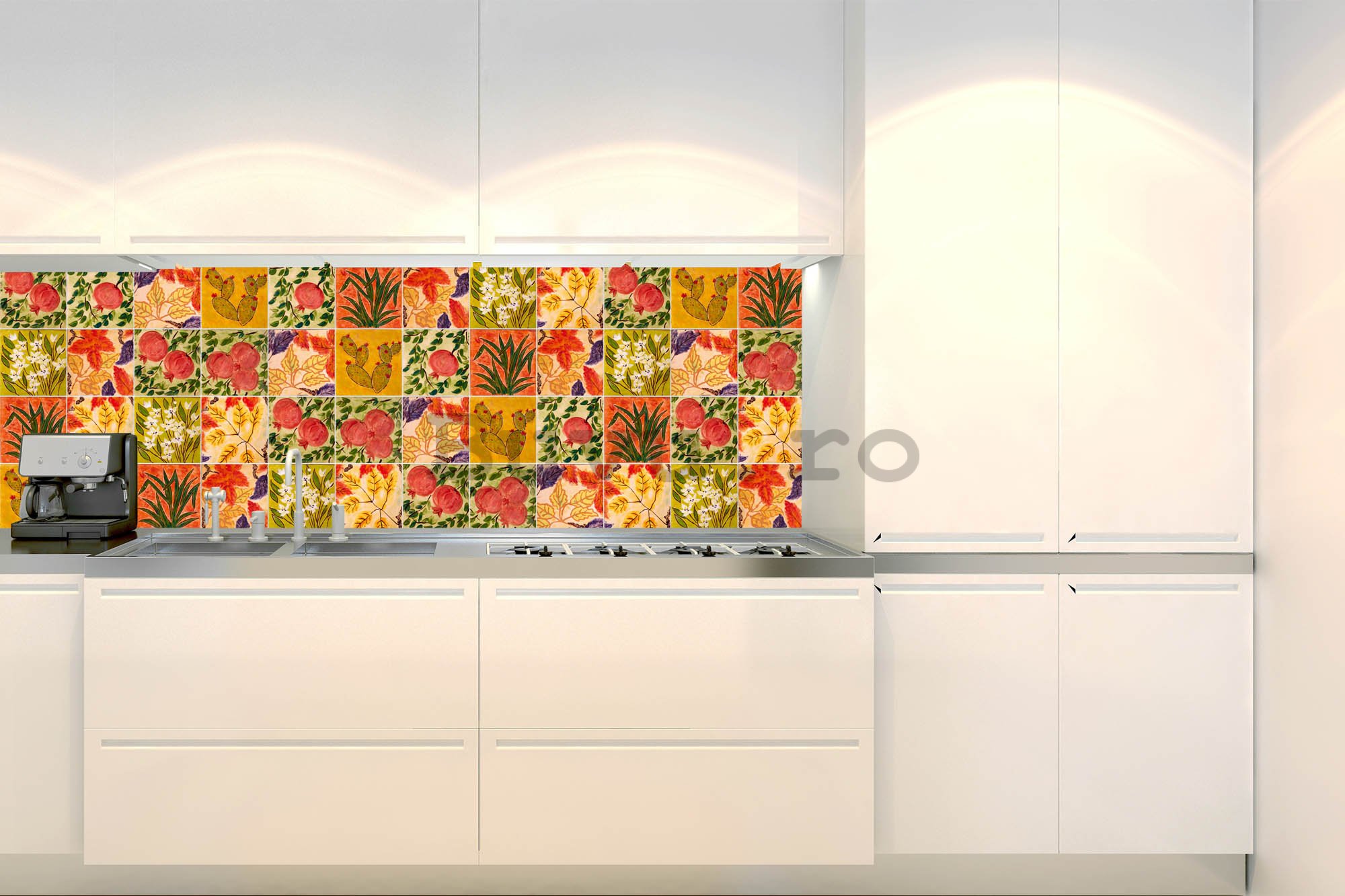 Tapet autoadeziv lavabil pentru bucătărie - țiglă pictată, 180x60 cm