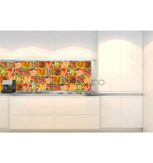 Tapet autoadeziv lavabil pentru bucătărie - țiglă pictată, 180x60 cm