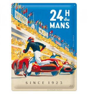 Placă metalică: 24h Le Mans - Racing Poster Blue - 40x30 cm