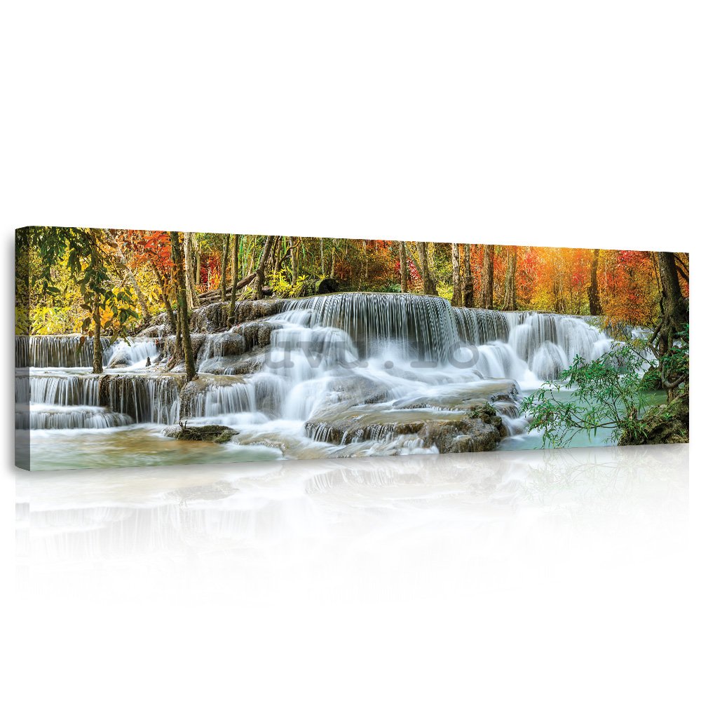 Tablou canvas: Cascada din pădure - 145x45 cm