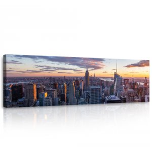 Tablou canvas: Vedere din Manhattan seara - 145x45 cm