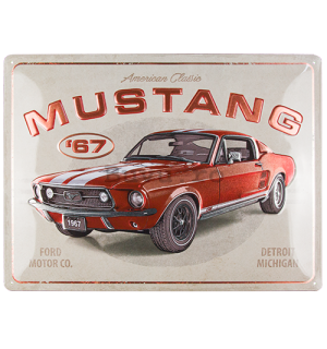 Placă metalică: Ford Mustang GT 1967 Red Metallic Edition - 40x30 cm