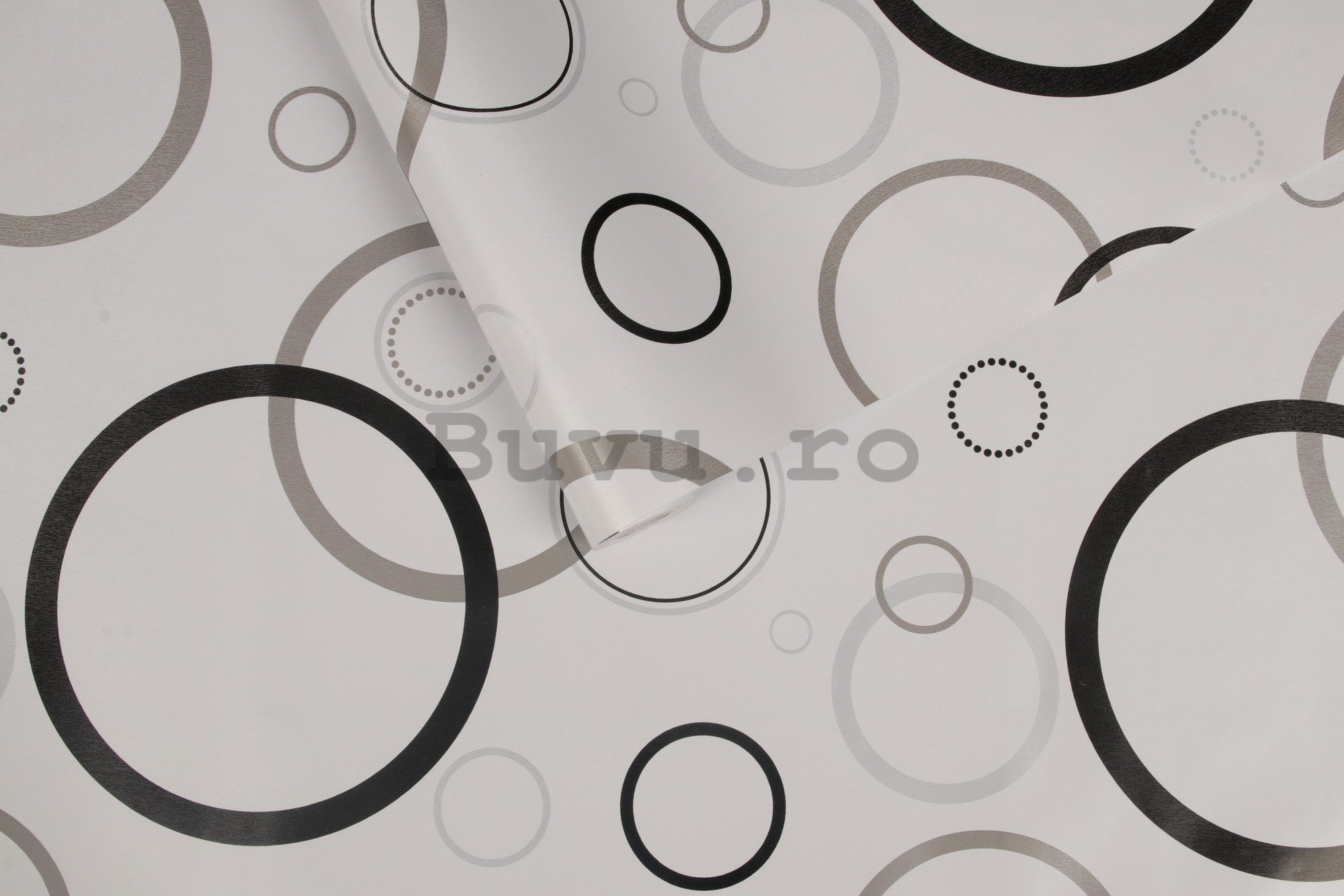 Tapet autoadeziv pe perete cercuri negre abstracte 45cm x 3m
